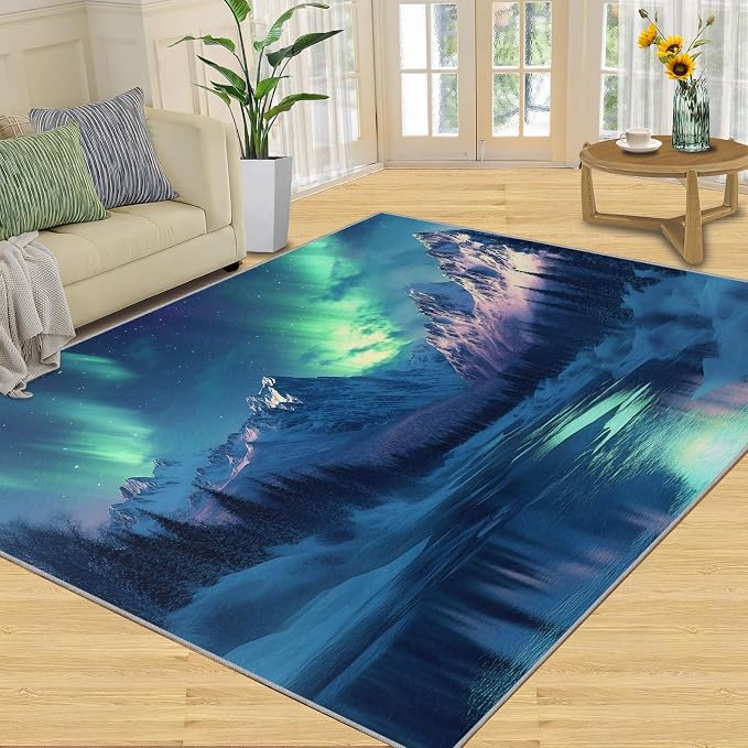 5x8 Snowy Mountains Kids Rug - Image 3