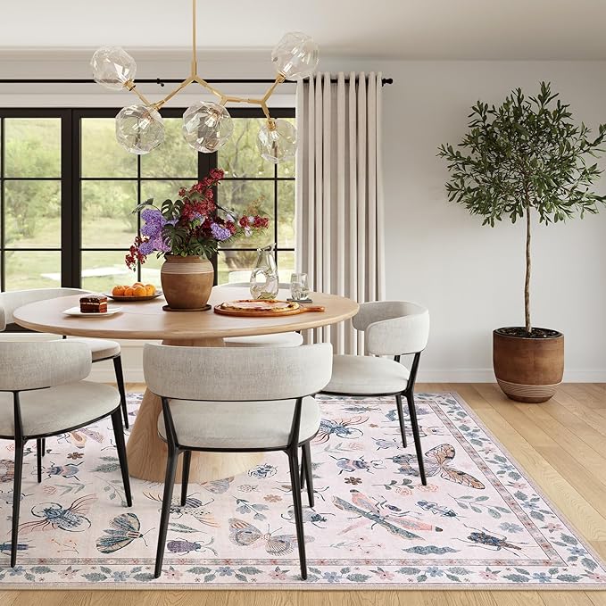 Lahome Insect Print Washable Rugs 8x10, Soft 8x10 Rugs - Image 5