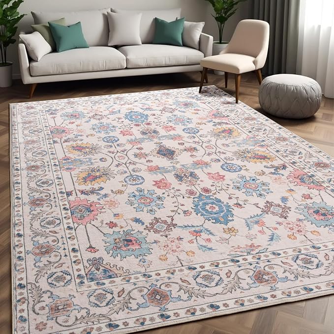 Area Rug for Living Room, 9x12 Washable Non Slip Large Faux Wool Throw Rug - Image 2