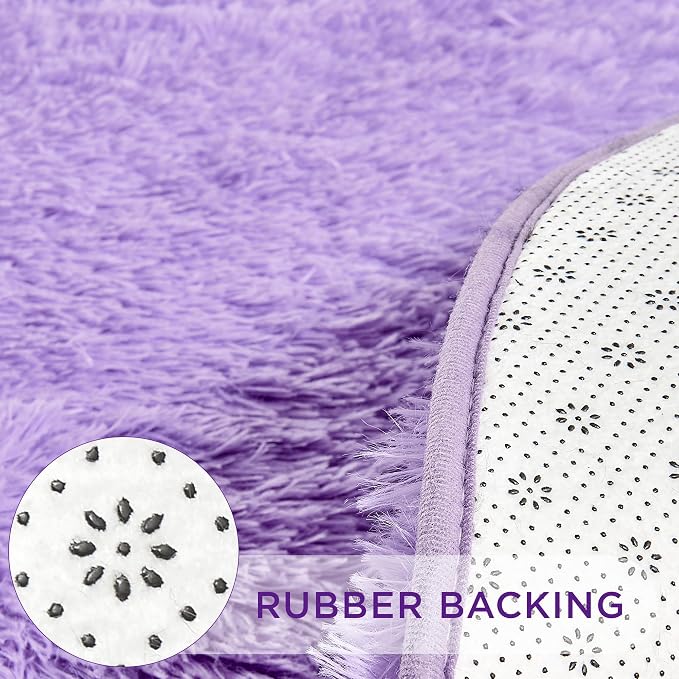 Andency Purple Round Area Rug for Bedroom, Shag Circle Rug 4'X4' for Room - Image 6