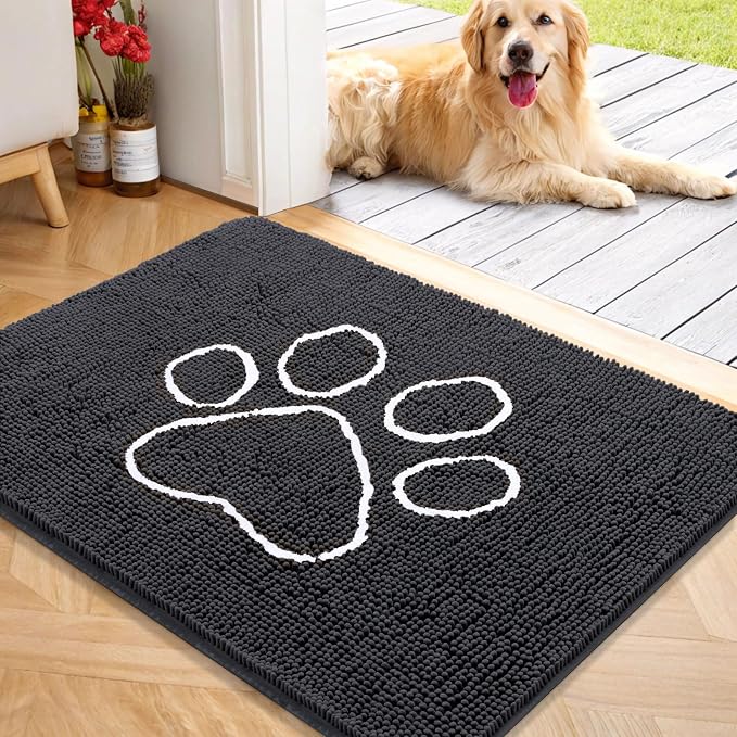 OLANLY Dog Door Mat for Muddy Paws 40x32, Paw Print Design, Absorbs Moisture by OLANLY