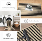 Outdoor Rug Front Door Mat 2'x4.3', Cotton Indoor Doormat Washable Black and - Image 6