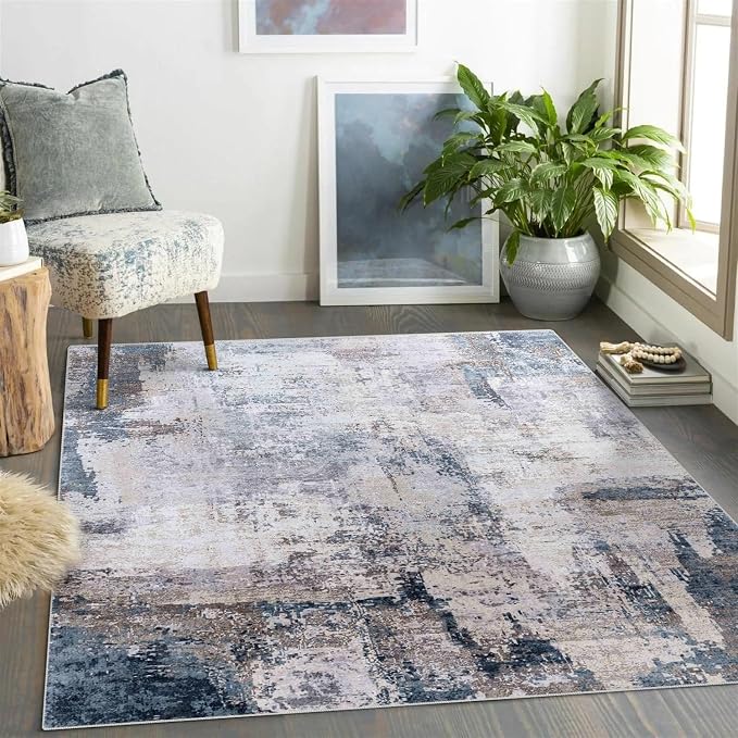 vivorug Washable Rug, Ultra Soft Area Rug 4x6, Non Slip Abstract Small Rug by vivorug