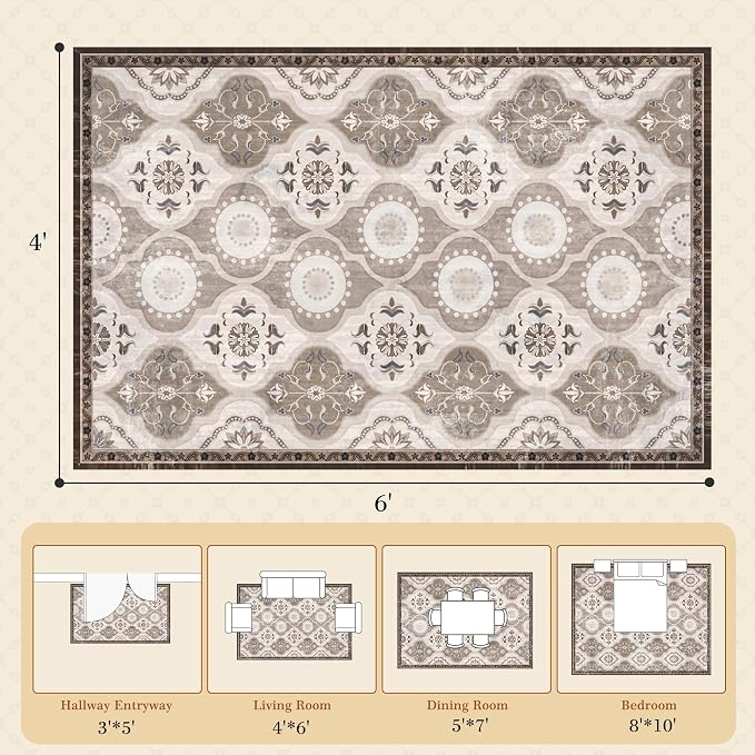 EnHomee Washable Area Rugs 4x6, Soft Area Rug - Image 2