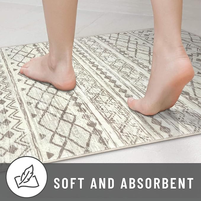 KUTA Moroccan Boho Runner Rug 2.6x10 Non-Slip Vintage Beige Washable Hallway - Image 7