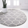 Rugs.com Lattice Frieze Collection Rug – 7' Round Light Gray Medium Rug Perfect by Rugscom