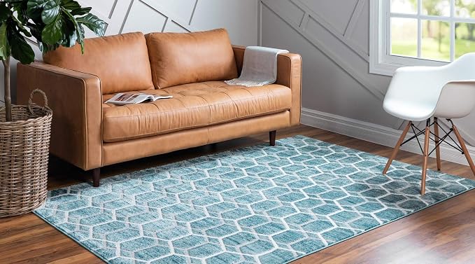 Rugs.com Lattice Trellis Collection Rug – 3' x 5' Blue Low-Pile Rug Perfect - Image 4