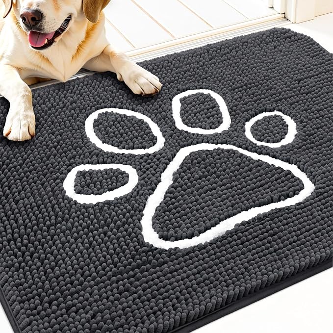 OLANLY Dog Door Mat for Muddy Paws 30x20, Paw Print Design, Absorbs Moisture by OLANLY