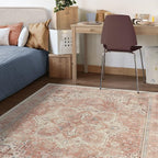 RUGGABLE Washable Area Rug – Kamran Rose Pink 5x7, Stain-Resistant, Non-Slip – by RUGGABLE