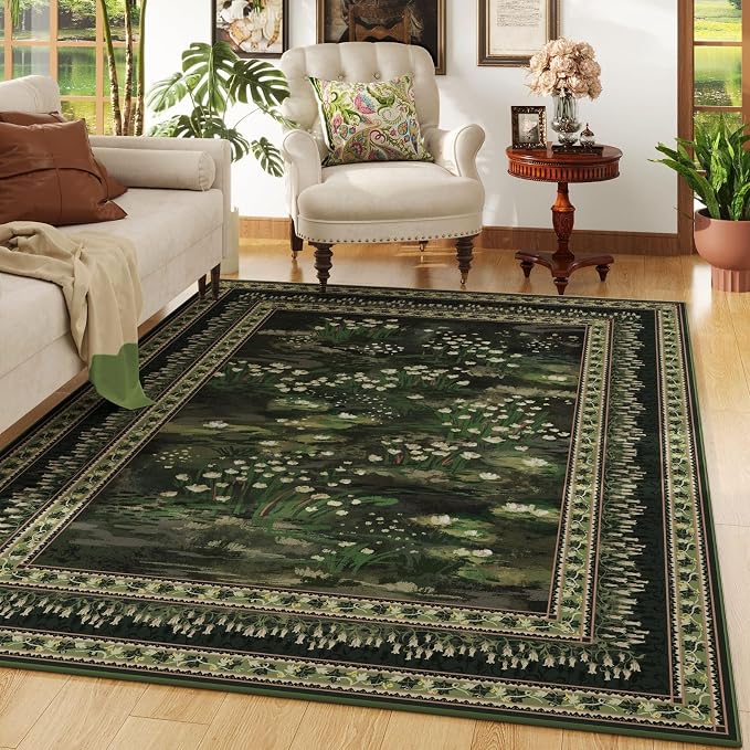 Rugcomf Area Rugs 8x10 Clearance Impressionist-Style Vintage Washable Area Rug by Rugcomf
