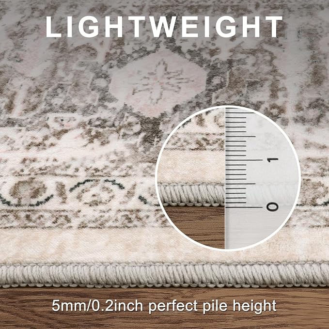 LIVEBOX 8X10 Area Rugs for Living Room, Washable Beige Neutral Boho Rugs Large - Image 4