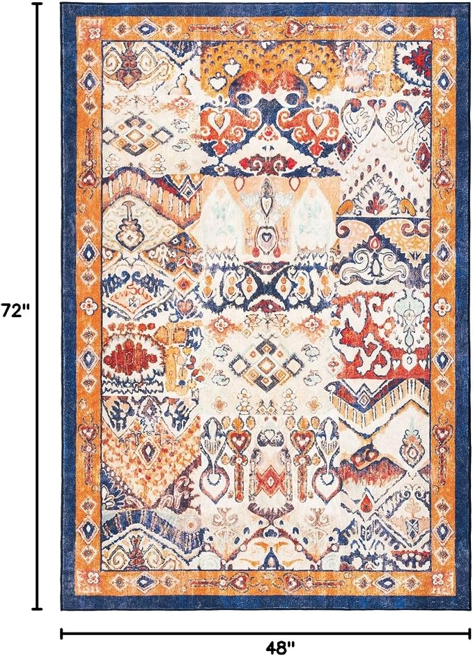 Phantoscope Washable Area Rug 4'x6' Non-Slip, Vintage Boho Rugs - Image 2