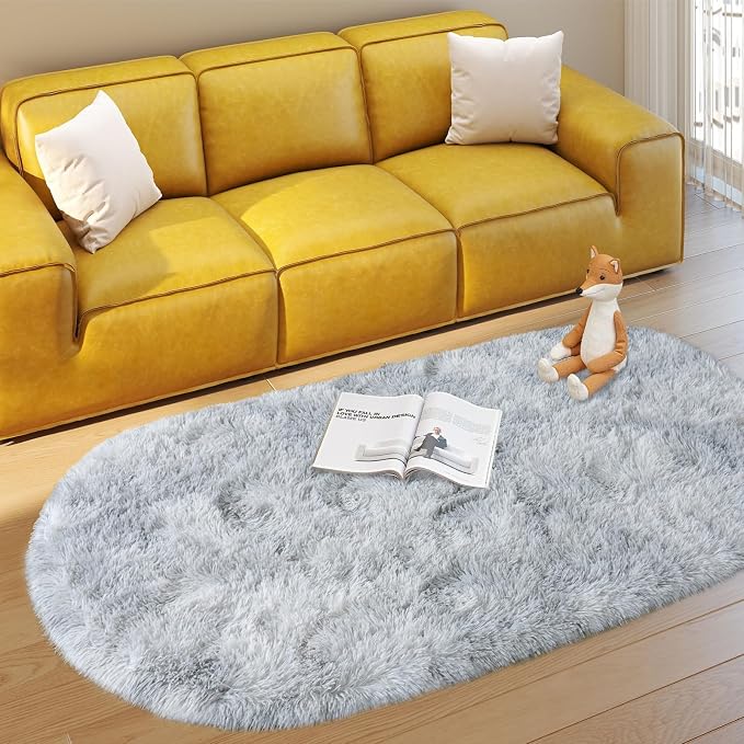 Soft Fluffy Area Rug for Bedroom, Fuzzy Shaggy Oval Throw Rugs for Bedside - Image 2