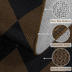 Easy Jute Checkered Area Rug, 3x5 Indoor Outdoor Entryway Rug Washable Coffee - Image 2