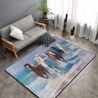 Horse Run Gallop in Waves Ocean Area Rug Washable Outdoor Rugs Anti-Slip Soft by Unknown
