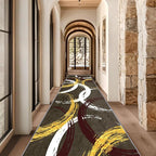 Gold White Red Circle Pattern Runner Rug, 3x12ft Washable Hallway Entrance Rugs - Image 4