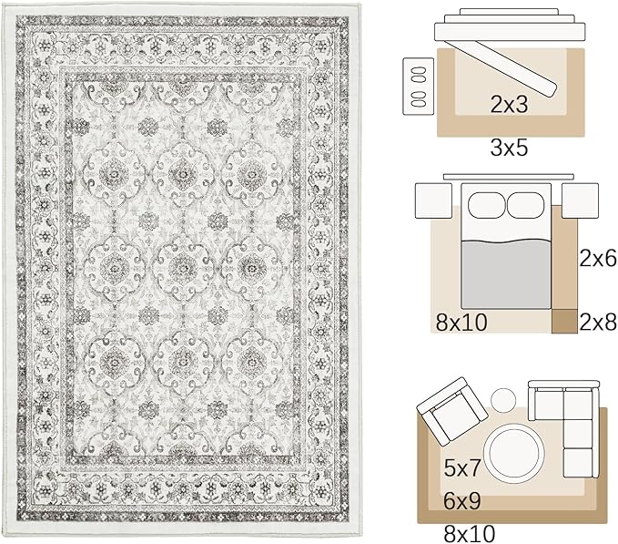 jinchan Floral 6x9 Area Rugs for Living Room - Image 2