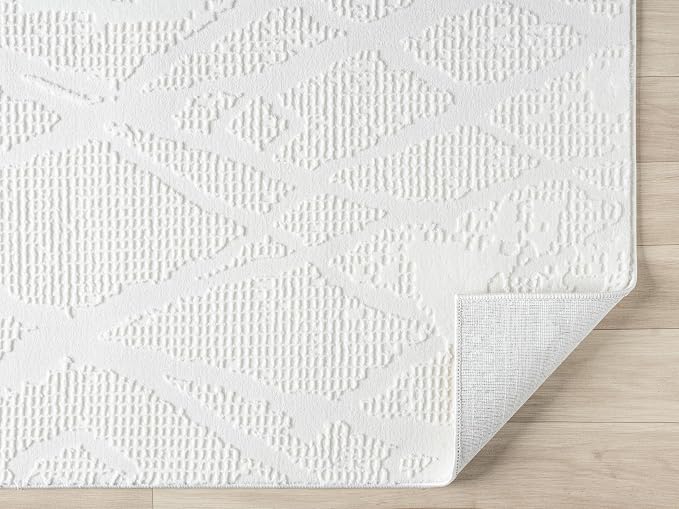 Adel Modern Area Rug for Living Room, 4x6 Rustic Distressed Abstract Cream - Image 4