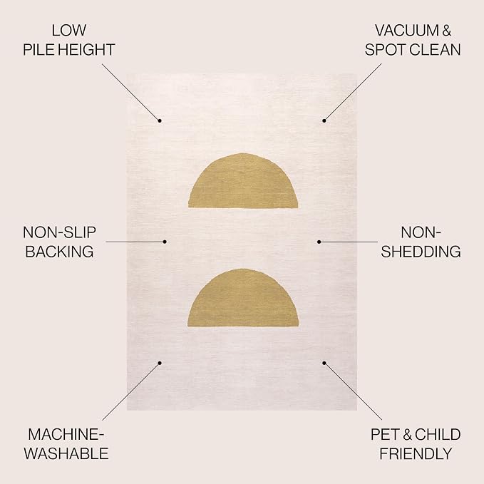 JONATHAN Y Machine Washable Cream/Moss Indoor Area Rug 4X6 ft, Luola Minimalist - Image 3