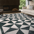 Rugshop Geometric Diamond Washable Non Slip Area Rug 5' x 7' Cream by Rugshop