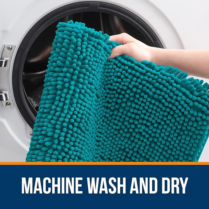 OLANLY Bathroom Rugs 36x24, Extra Soft Absorbent Chenille Bath Rugs, Rubber - Image 5