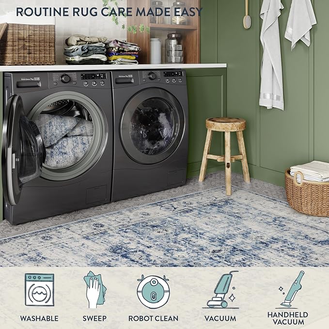 Lahome Washable Rugs 5x7 Area Rugs, Retro Distressed Non Slip Throw Carpet - Image 5
