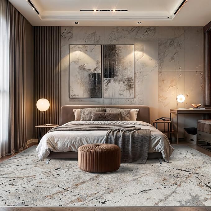Rugshop Drifted Marble Abstract Area Rug Durable, Kid & Pet Friendly Gray - Image 7