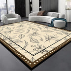 Medieval French Style Area Rugs 5x7ft, Off-White Botanical Leaf Pattern Rug by Unknown