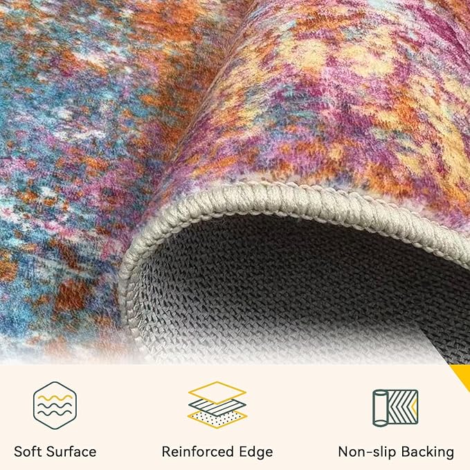 Washable Area Rugs 6'x9' Non-Slip Modern Abstract Soft - Image 4