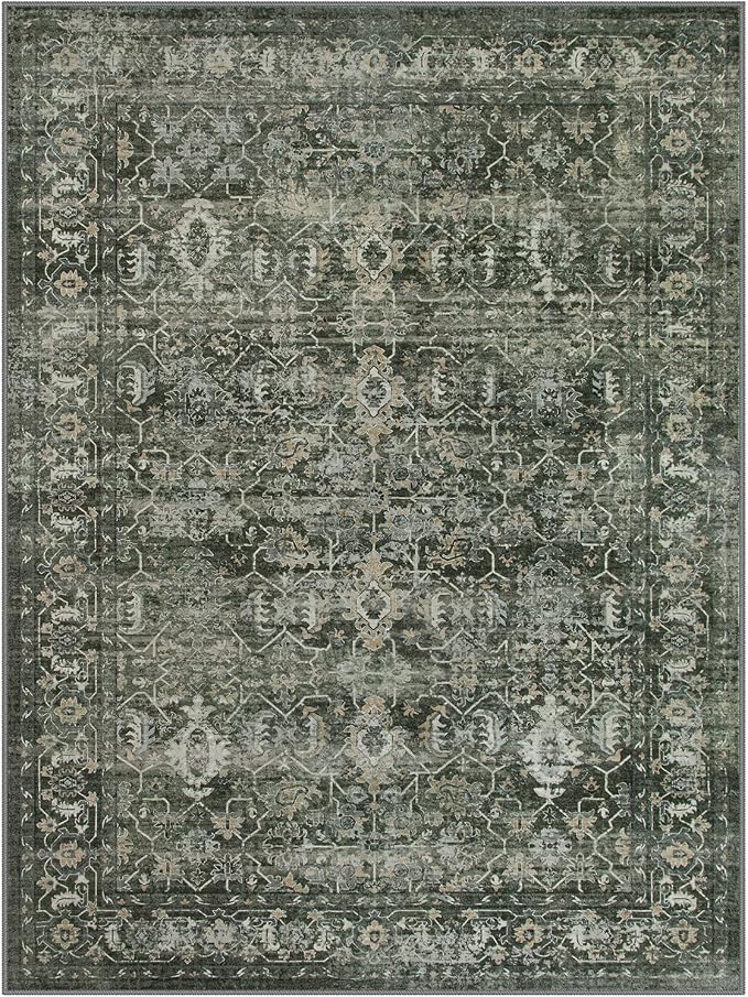 Lahome Boho Green Area Rugs 9x12 Living Room, Washable Large Rugs - Image 9