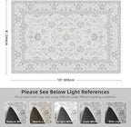 Neutral Area Rugs 8x10 for Living Room Vintage Rug Boho Floral Modern Washable - Image 2