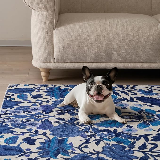 EVERGRACE Hallyway Area Runner Rugs 2x6, Boho Floral Faux Wool Indoor Outdoor - Image 5