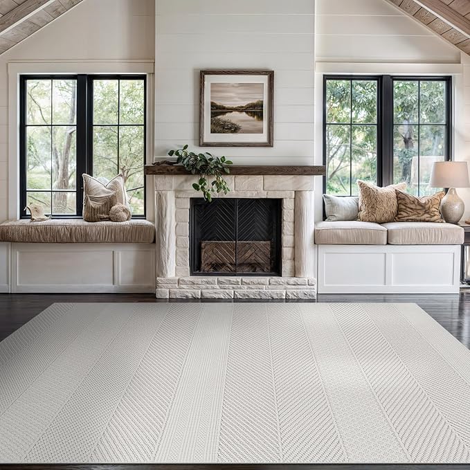 Beverly Rug Micro Loop Area Rug White 8x10 Modern Luxury Soft Boho Geometric - Image 5