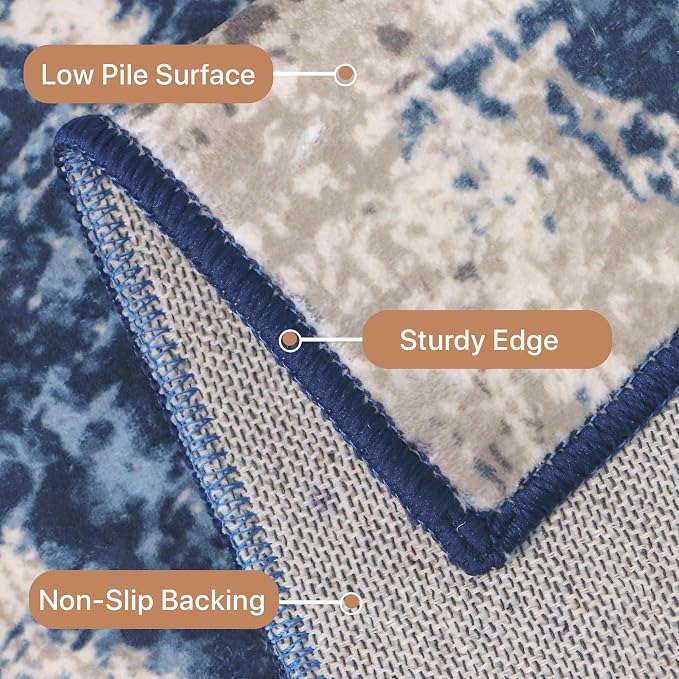 GENIMO Washable Area Rugs for Living Room, 9x12 Modern Non Slip Rugs, Low Pile - Image 9