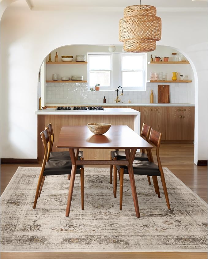 RUGGABLE Washable Vintage Area Rug – Sarrah Hazel 5x7, Stain-Resistant by RUGGABLE