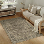 3x4 Washable Brown Area Rug Vintage Entryway Office Carpet Non-Slip Soft Low - Image 4