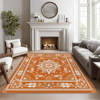 Mandala Rugs for Living Room -Vintage Floral Rug, 3x4 ft, Boho Medallion by Phtbz