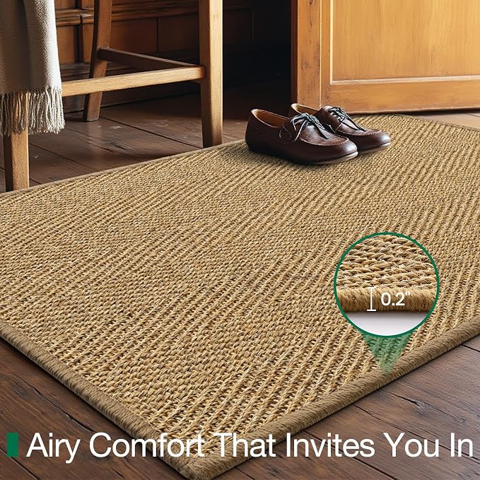 LUMI Handwoven Sisal Door Mat, Non-Slip Durable Entryway Mat, Welcome Front - Image 8