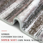 Modern Abstract Runner Rug 2x10, Dark Light Brown White Washable Long Kitchen - Image 4