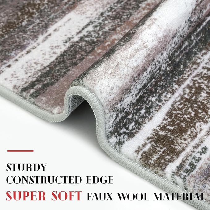 Modern Abstract 4x6 Living Room Washable Rug Non-Slip Soft Bedroom Area Rug - Image 4
