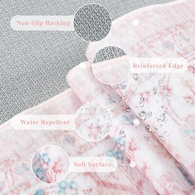 LIVEBOX Pink Washable Area Rug 8x10 - Image 8