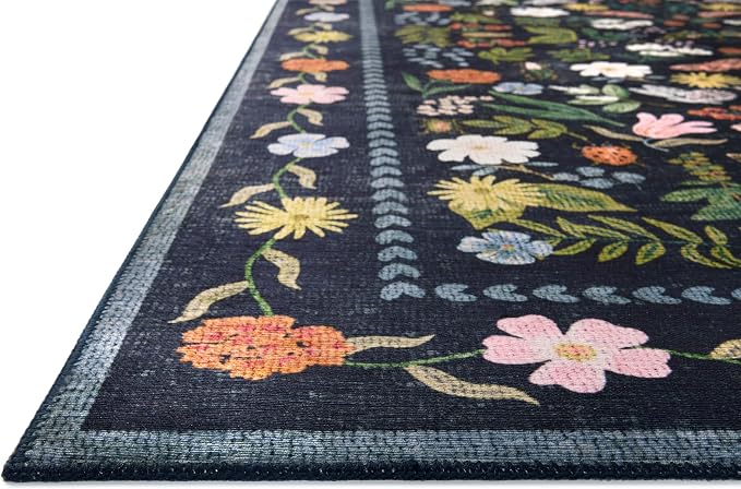 Loloi Rifle Paper Co. Canopy Collection CNP-04 Black 3'-9" x 5'-9" Accent Rug - Image 3