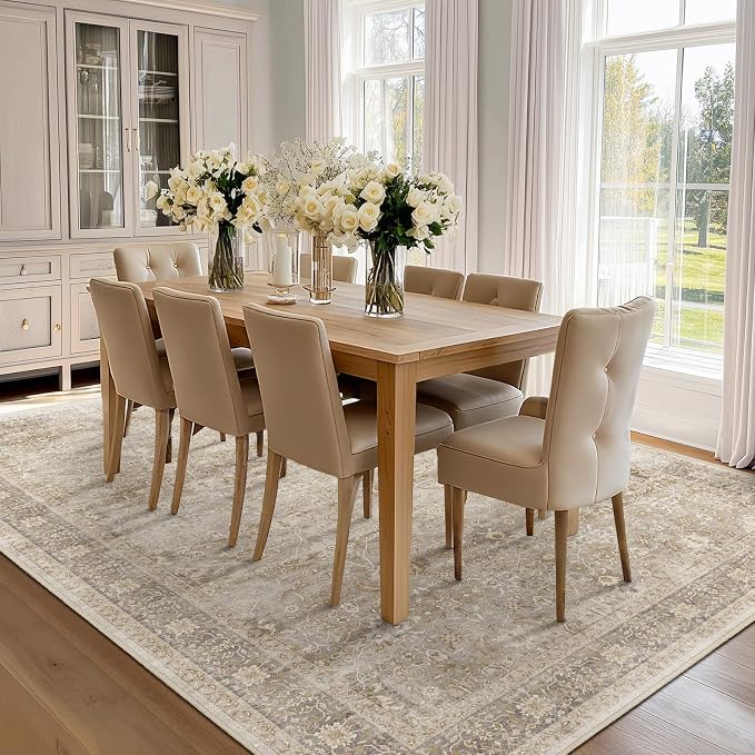 Beige Taupe Area Rug 6x9, Vintage Neutral Earth Tone Rugs - Image 3