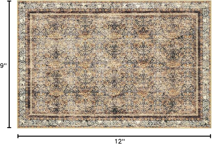 Phantoscope Washable Area Rug 9'x12' Non-Slip, Vintage Neutral Rugs - Image 2