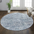 vivorug Round Rug 5ft Vintage-Inspired Round Area Rug Non-Slip Indoor Carpet by vivorug