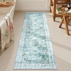 Uphome Bathroom Runner Rug, Distressed Tribal Farmhouse Sage Green Bathroom Mat - Image 7