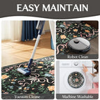 Black Rug Bow Floral Rug 3x5, Washable Boho Area Rugs Non Slip Low Pile Carpet - Image 6