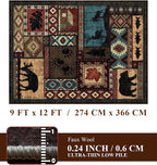 YIHOUSE Rustic Cabin Rugs for Living Room 9x12, Wildlife Bear & Deer Area Rug - Image 2