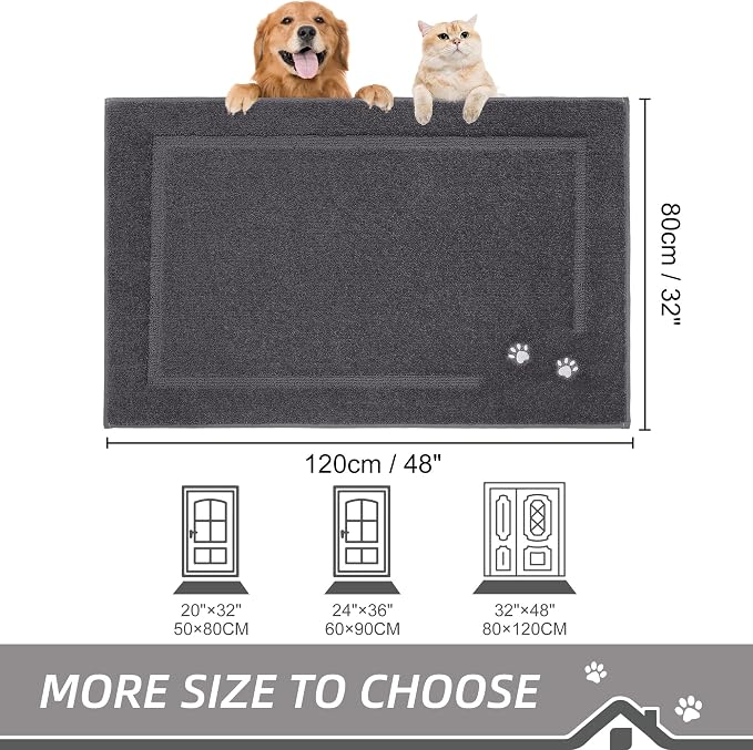 BEQHAUSE Dog Door Mat for Muddy Paws 32"x48" Dirt Trapper Absorbent Doormat Non - Image 2