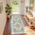 Area Rugs 2'x6' Washable Non-Slip, Floral Vintage Distress Print Pattern by RELEANY